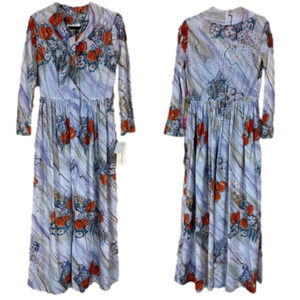 TONI TODD Vintage Purple Floral Maxi Dress